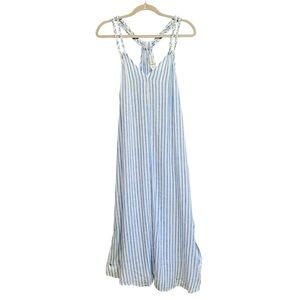 Rachel Zoe Linen blend braided striped maxi dress cover up, size Large